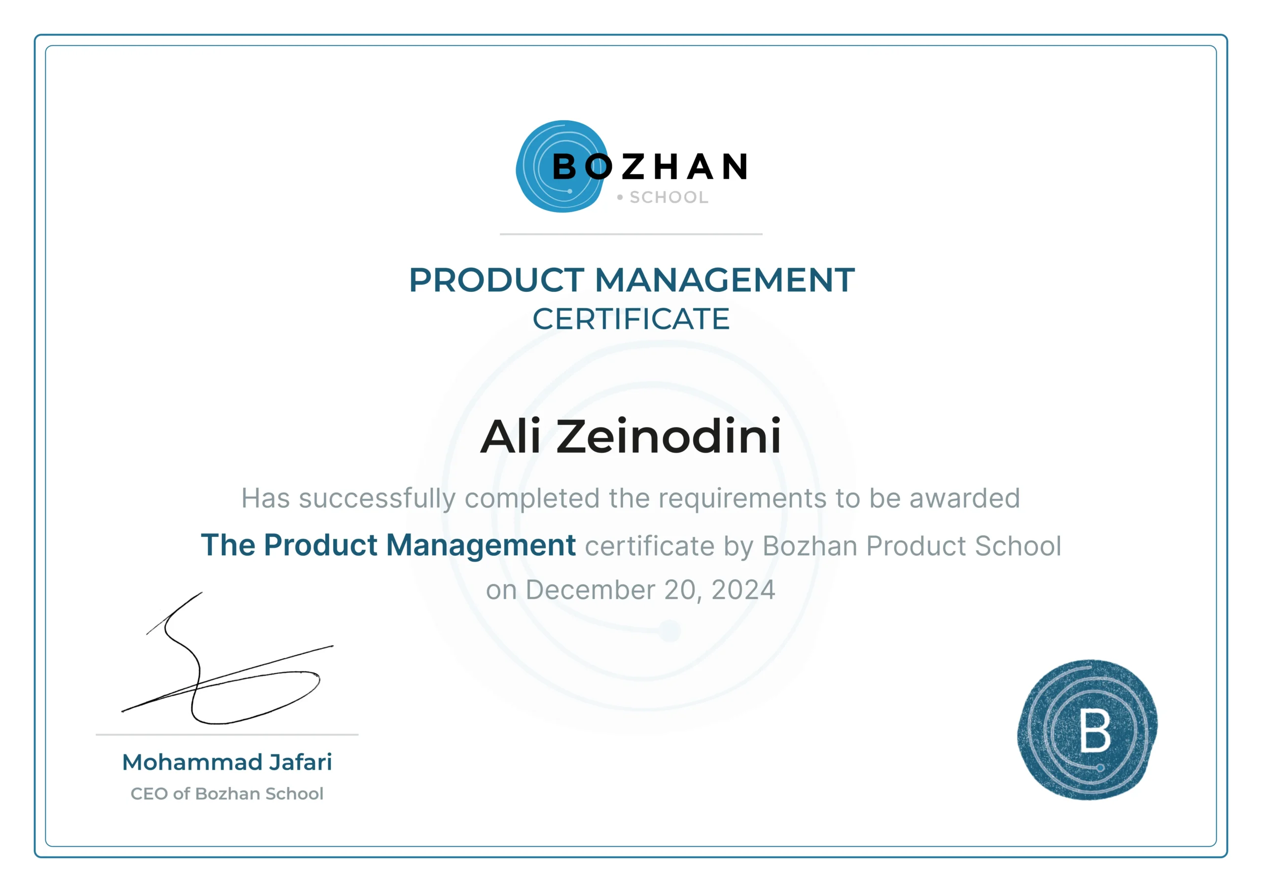 Product Management - Bozhan School